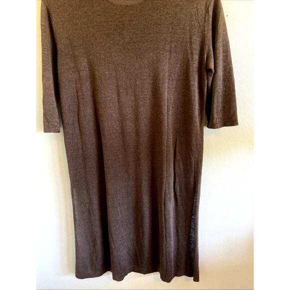 J Jill Brown Linen Viscose Vneck Sheer Resort Dress Swim Coverup Womens Small - Picture 7 of 8